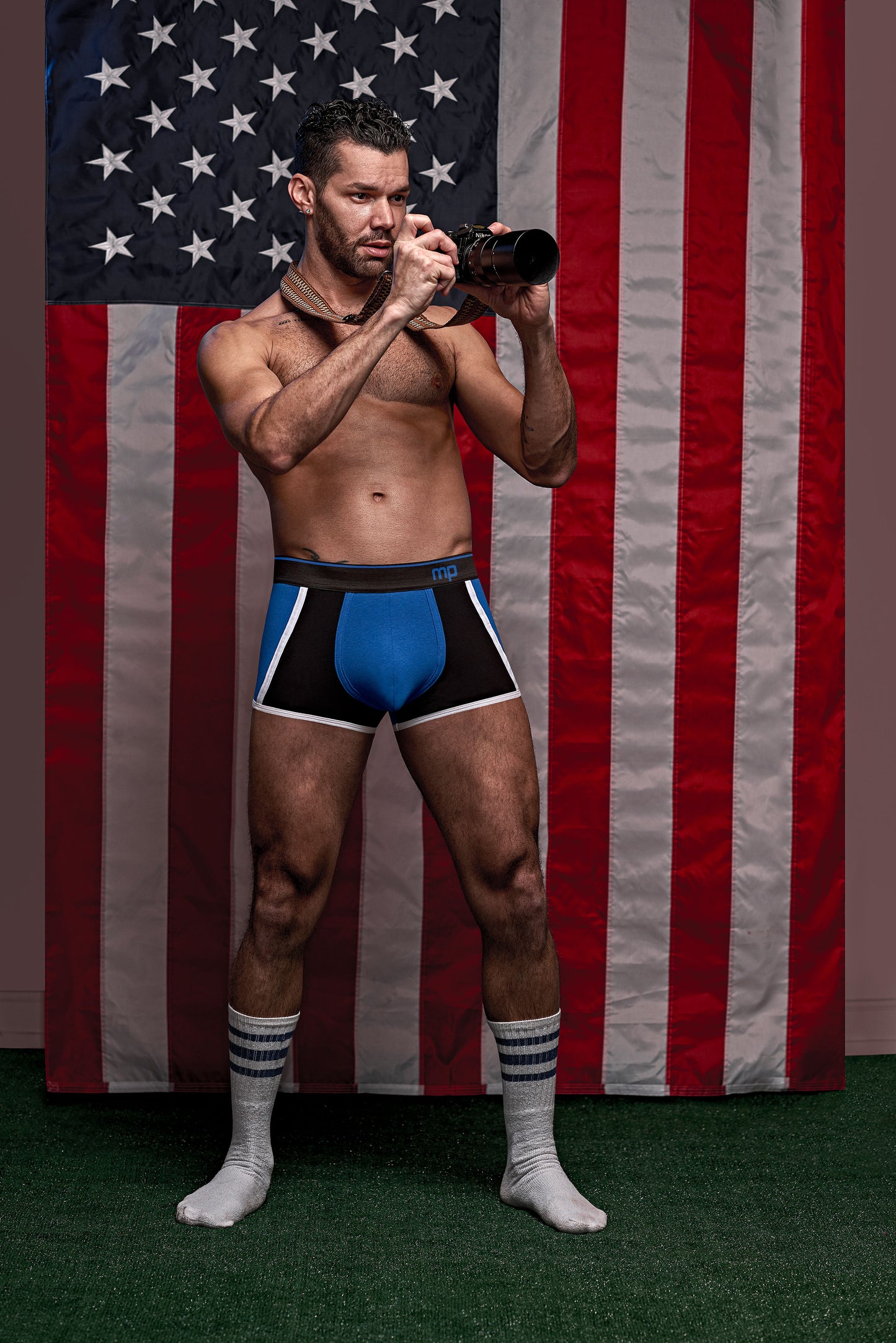 Retro Sport Panel Short - Large - Blue/ Black