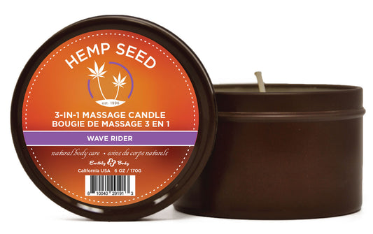 "3 in 1 Massage Candle - Wave Rider  - 6 Oz  - Hemp Seed EB-HSCS021A"